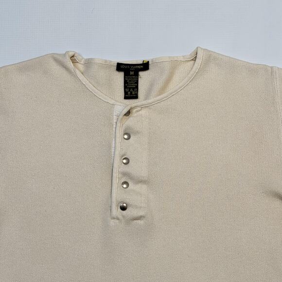 Louis Vuitton Shirt Mens Medium Henley Long Sleeve Cashmere LV Cup Made Italy - Picture 3 of 13